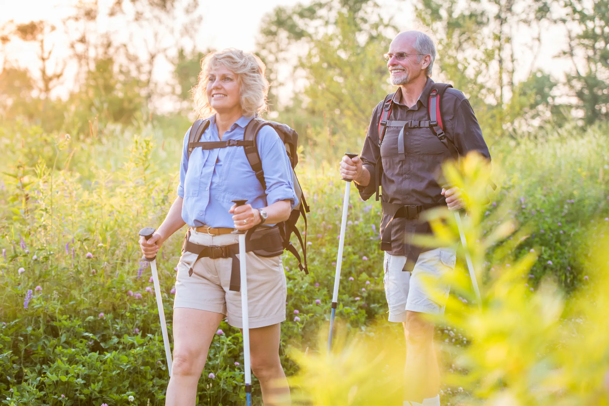 Old couple hiking