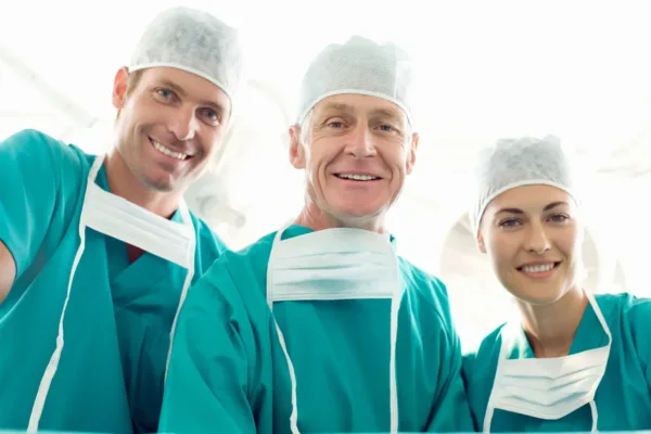 Doctors with masks and scrubs