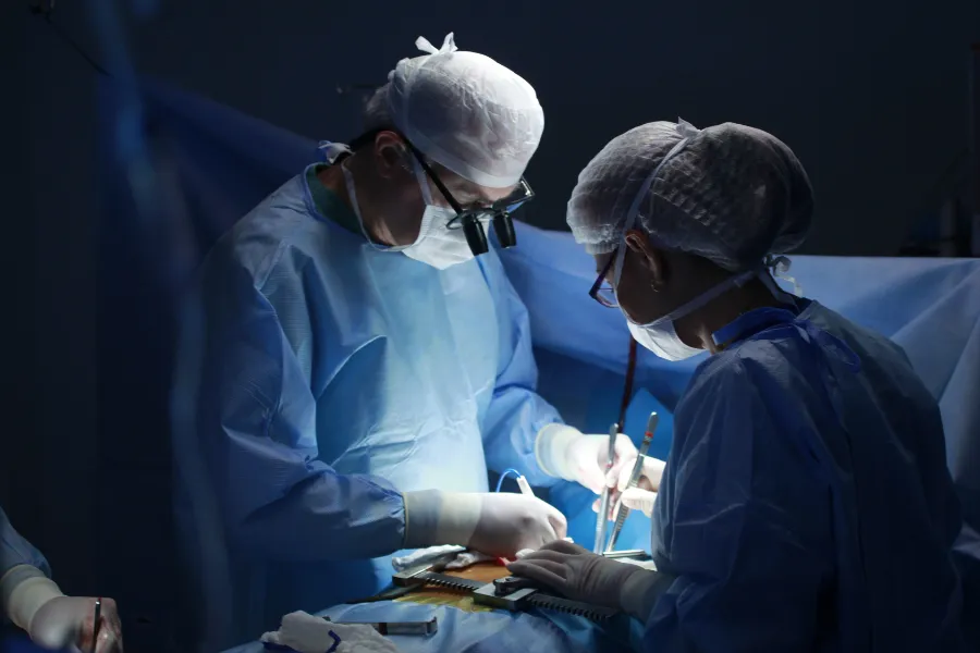 Doctors in a surgical setting